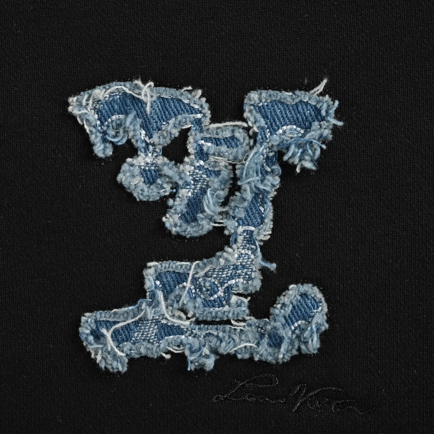 Louis Vuitton/Louis Vuitton cloud denim logo patch embroidery washed hooded sweatshirt